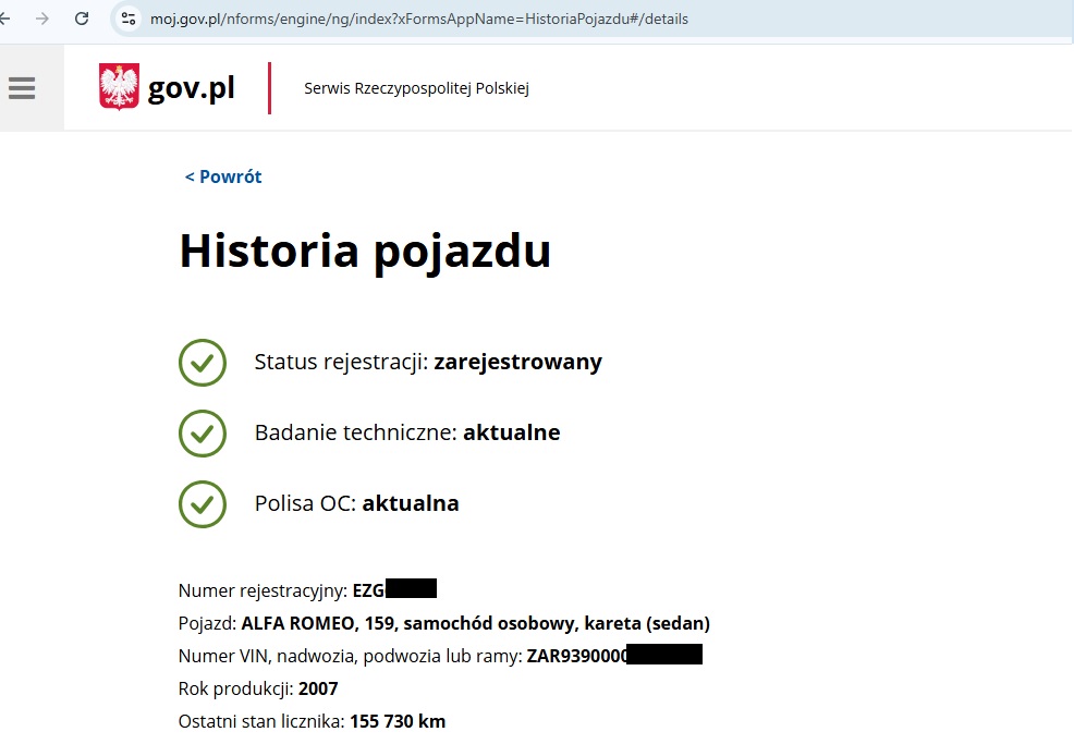 historia pojazdu po VIN za darmo