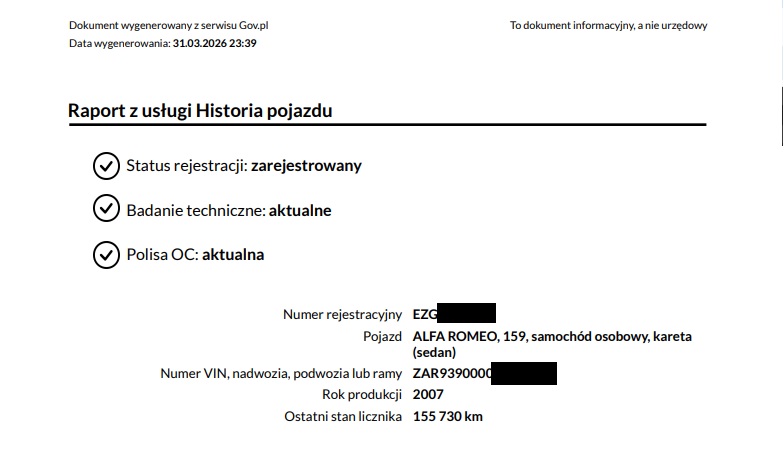 darmowe sprawdzenie auta po VIN