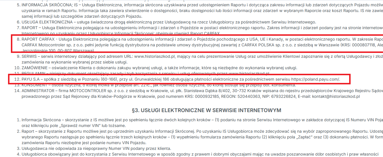 darmowe sprawdzenie po VIN