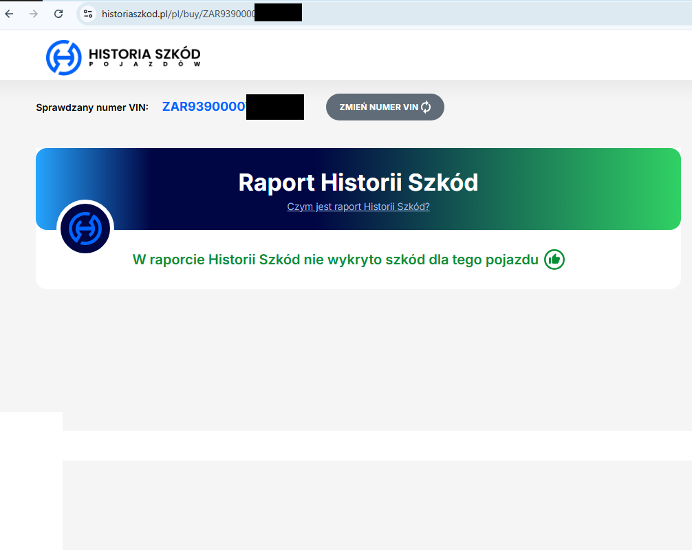 historia pojazdu po VIN za darmo